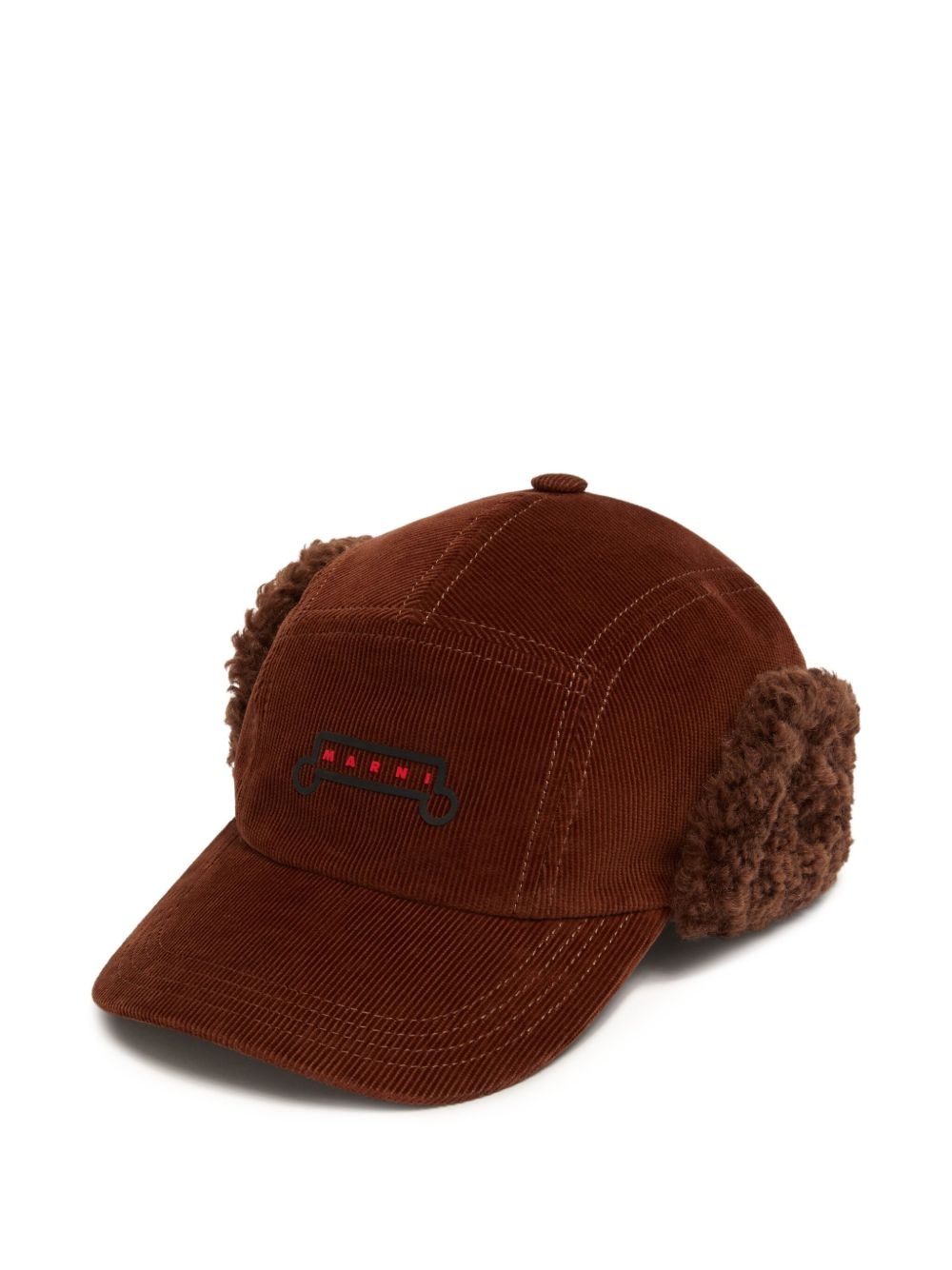 corduroy fur-trimmed cap - 3