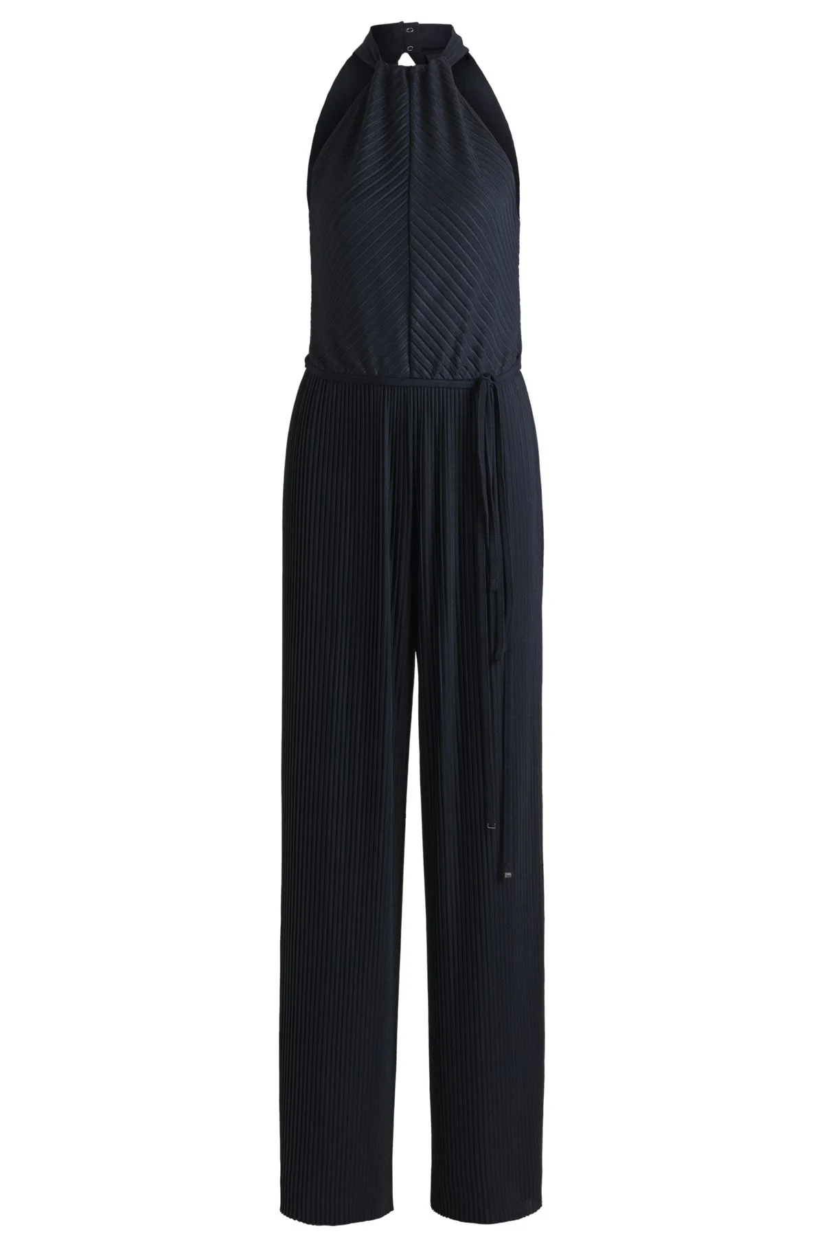 SLEEVELESS JUMPSUIT WITH PLISSÉ PLEATS AND TIE BELT - 1