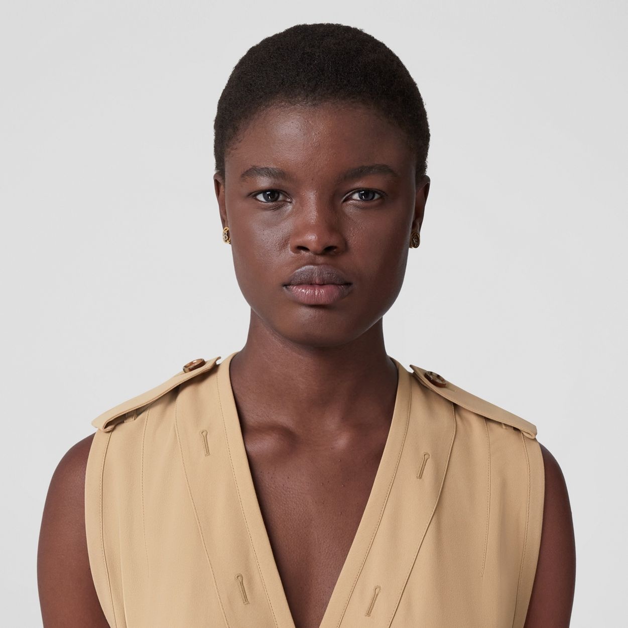 Sleeveless Viscose V-neck Trench Dress - 3