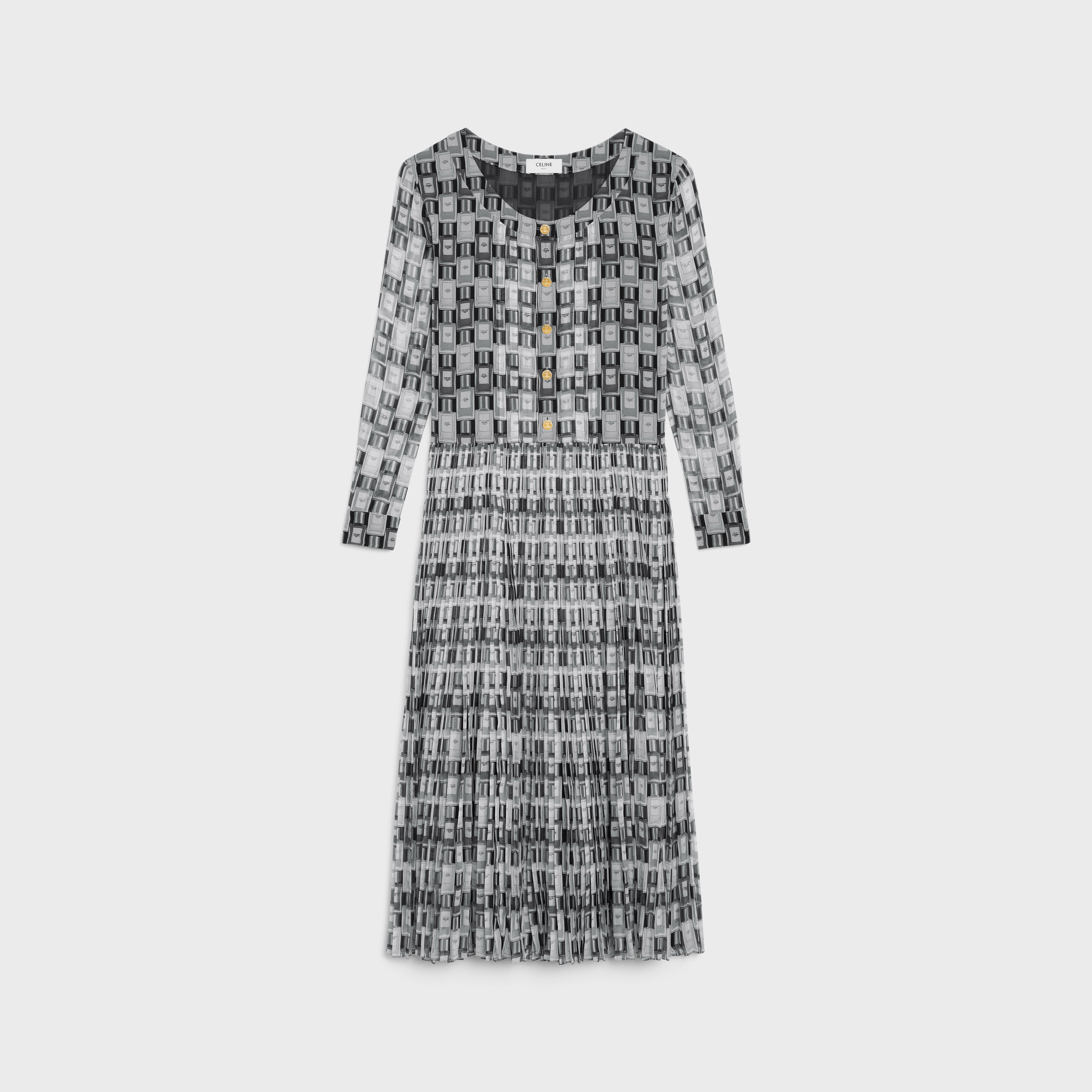 PLEATED DRESS IN SILK GEORGETTE - 1