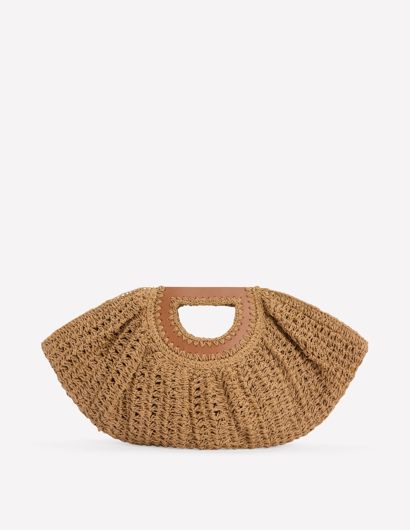 Raffia Moon Clutch-Natural Raffia 1