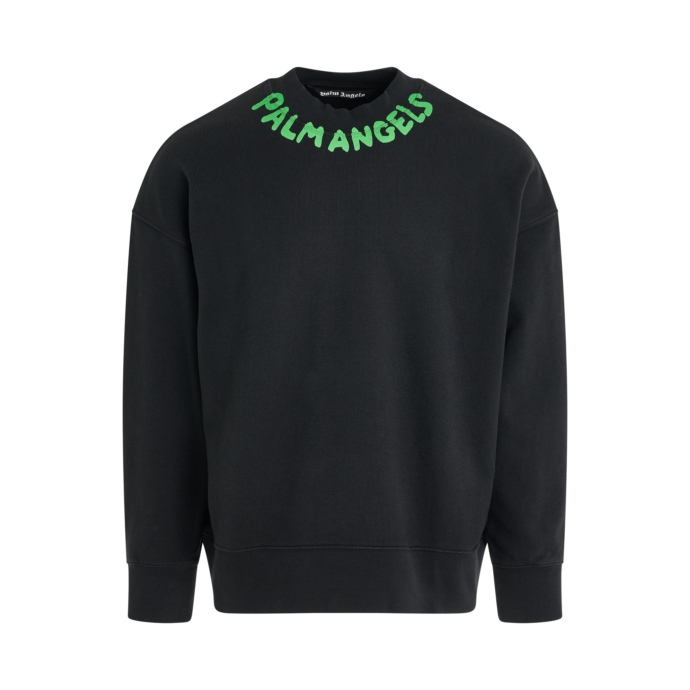 Seasonal Logo Crewneck Sweater in Black/Green - 1