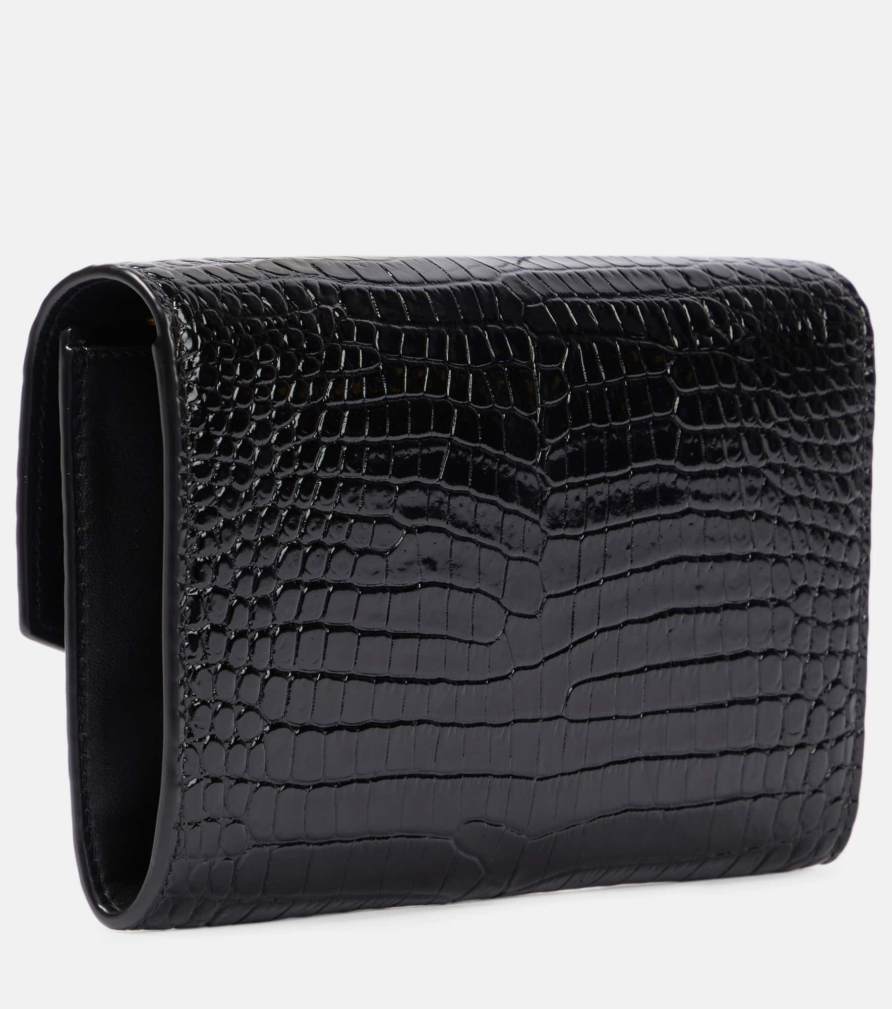 Uptown croc-effect leather wallet on chain - 4
