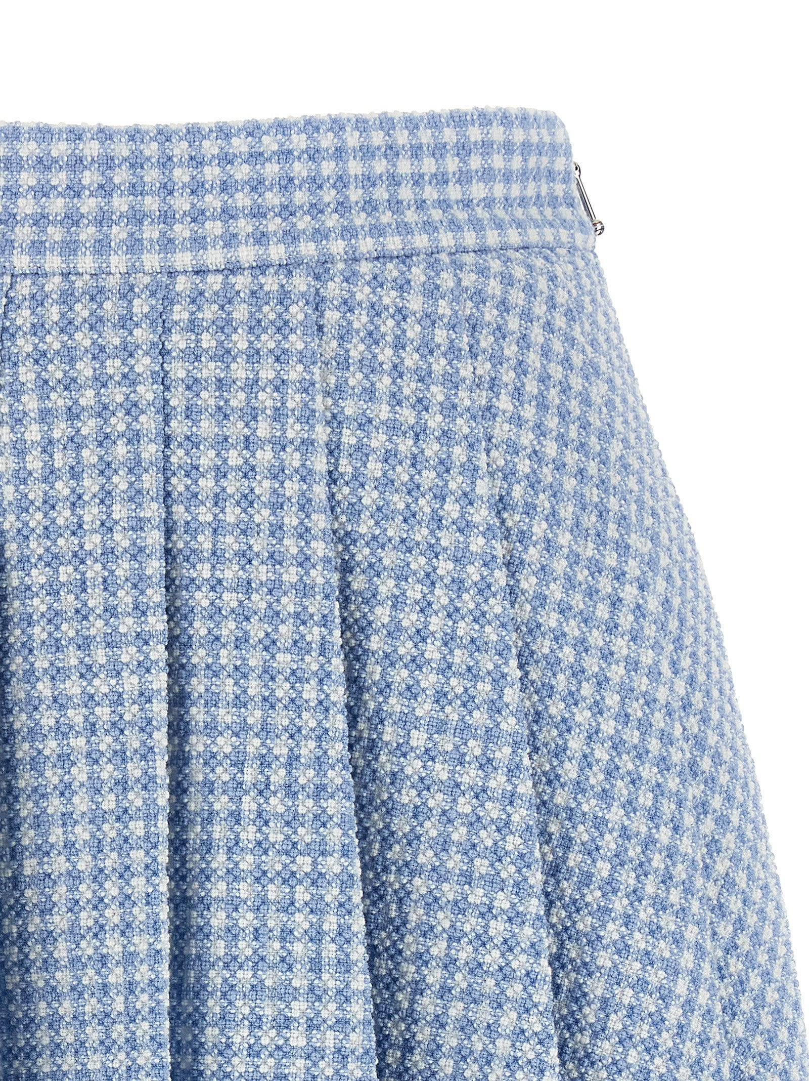 Pleated Tweed Skirt Skirts Light Blue - 3