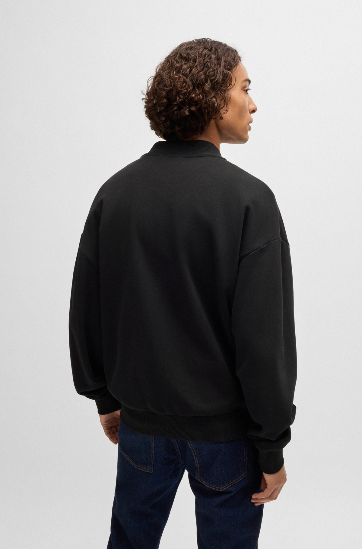 COTTON-TERRY ZIP-UP SWEATSHIRT WITH BLUE LOGO LABEL - 5