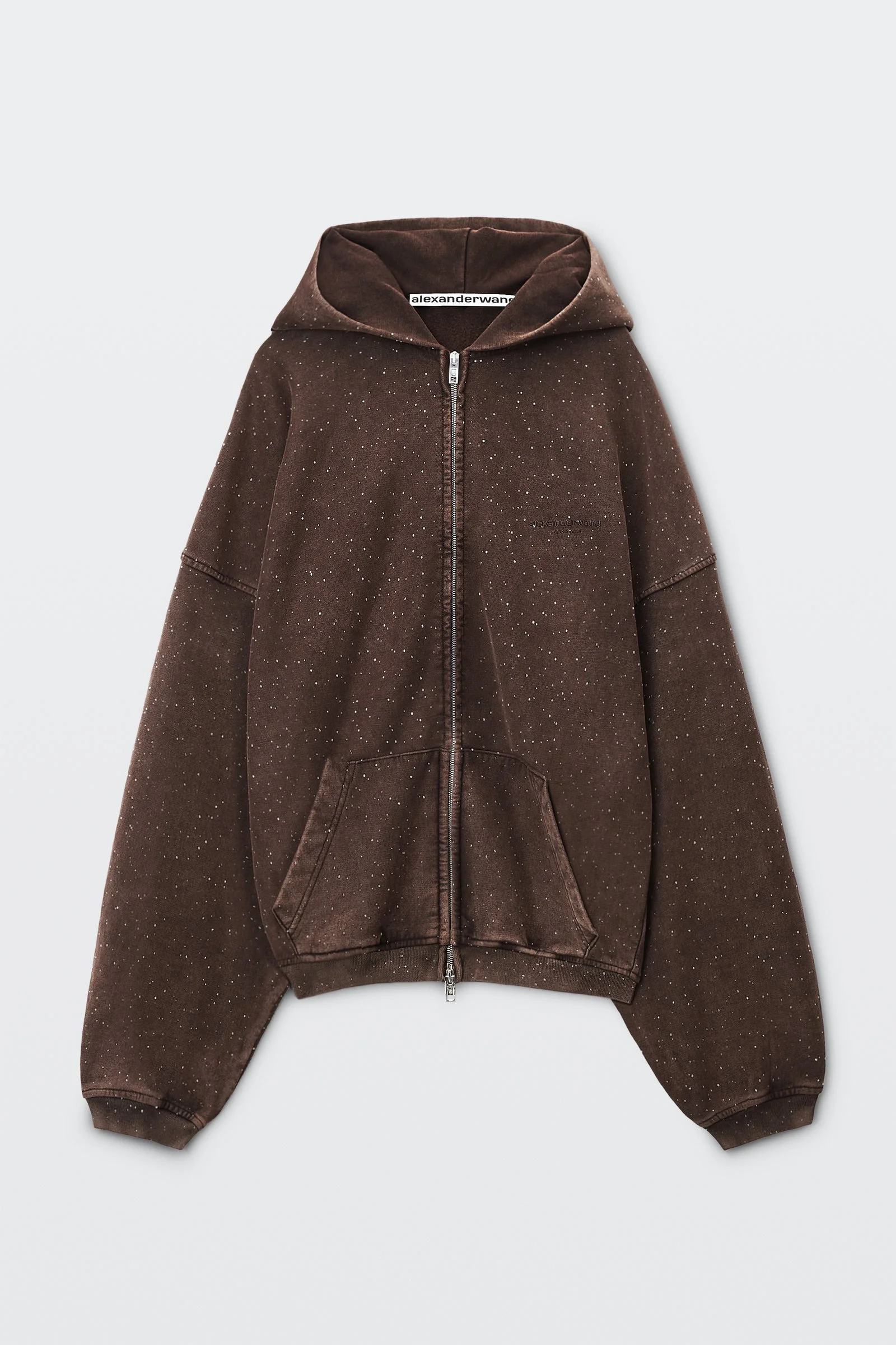 crystal hotfix oversized zip-up hoodie - 1