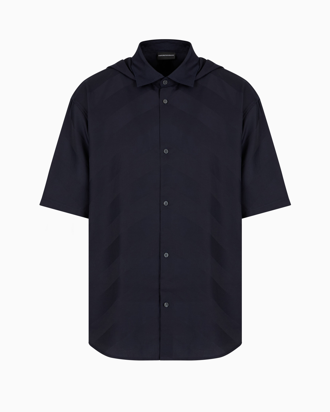 Short-sleeved, comfort-fit, hooded shirt in ASV Lyocell with all-over pattern - 1