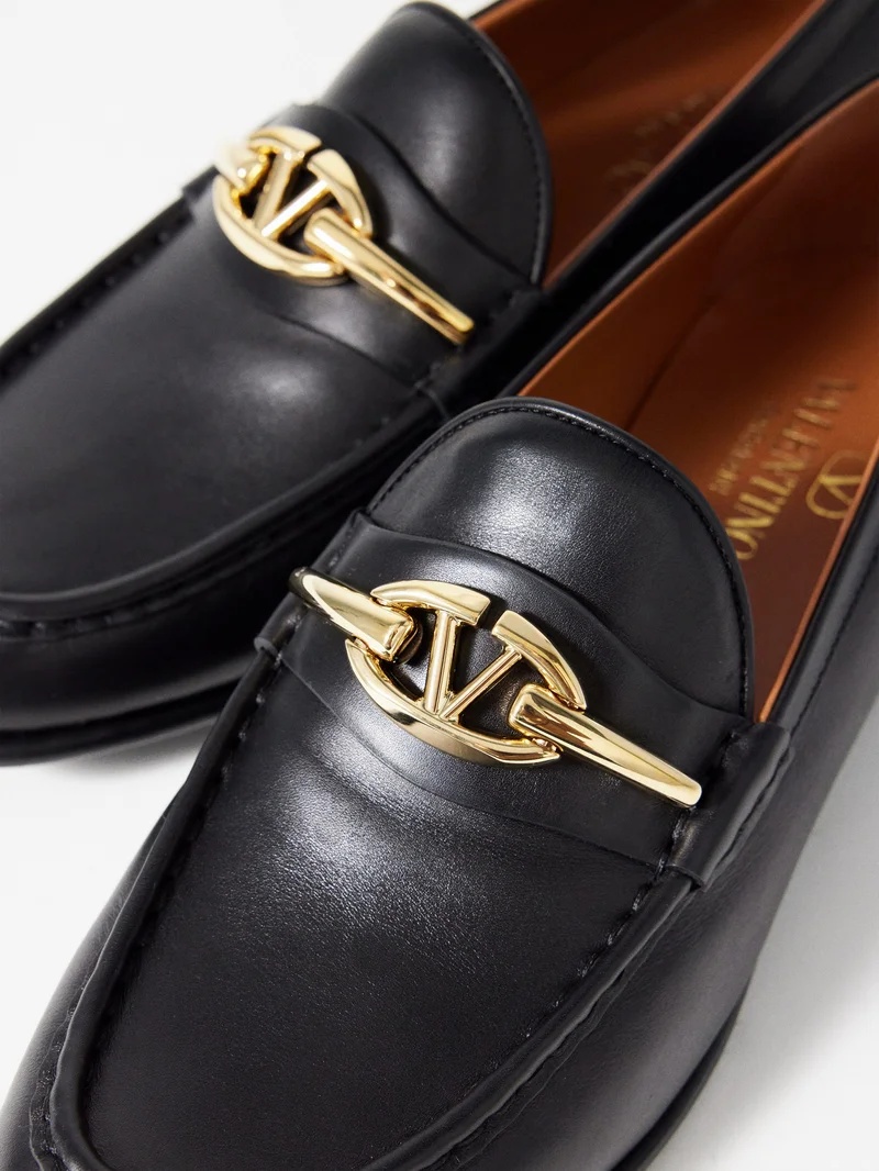 V-Logo leather loafers - 4