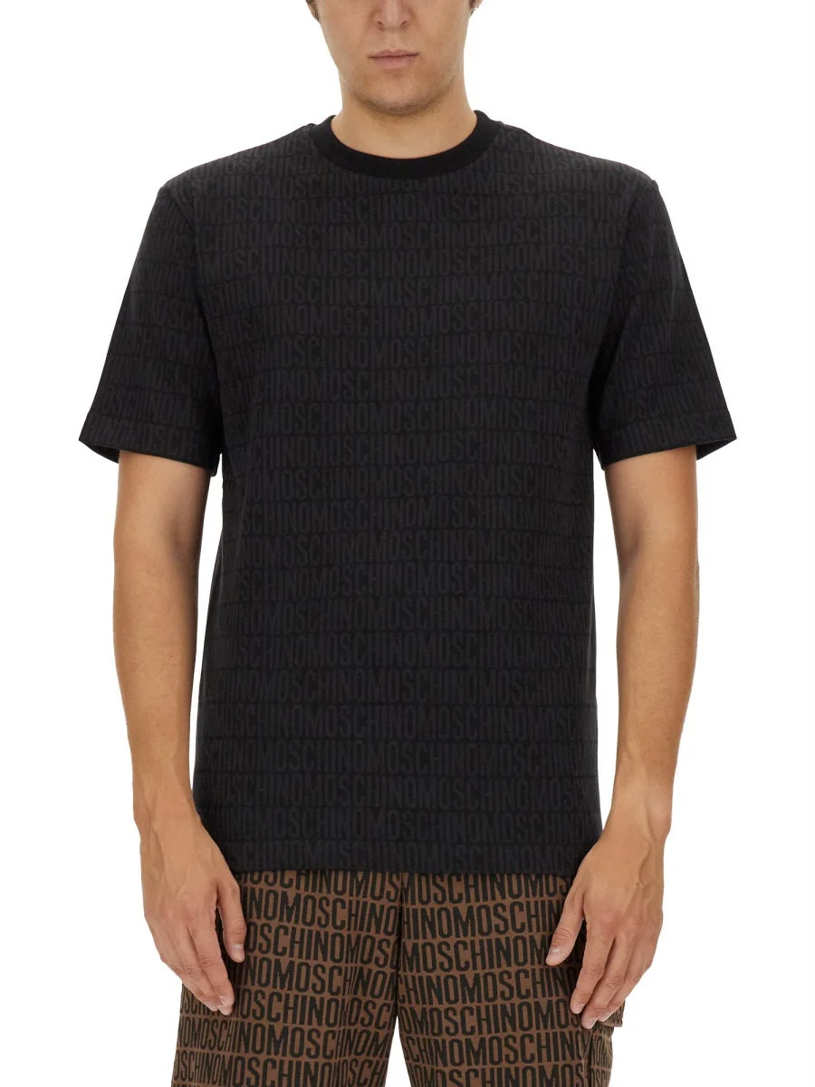 Moschino Men T-Shirt With All Over Logo - 1