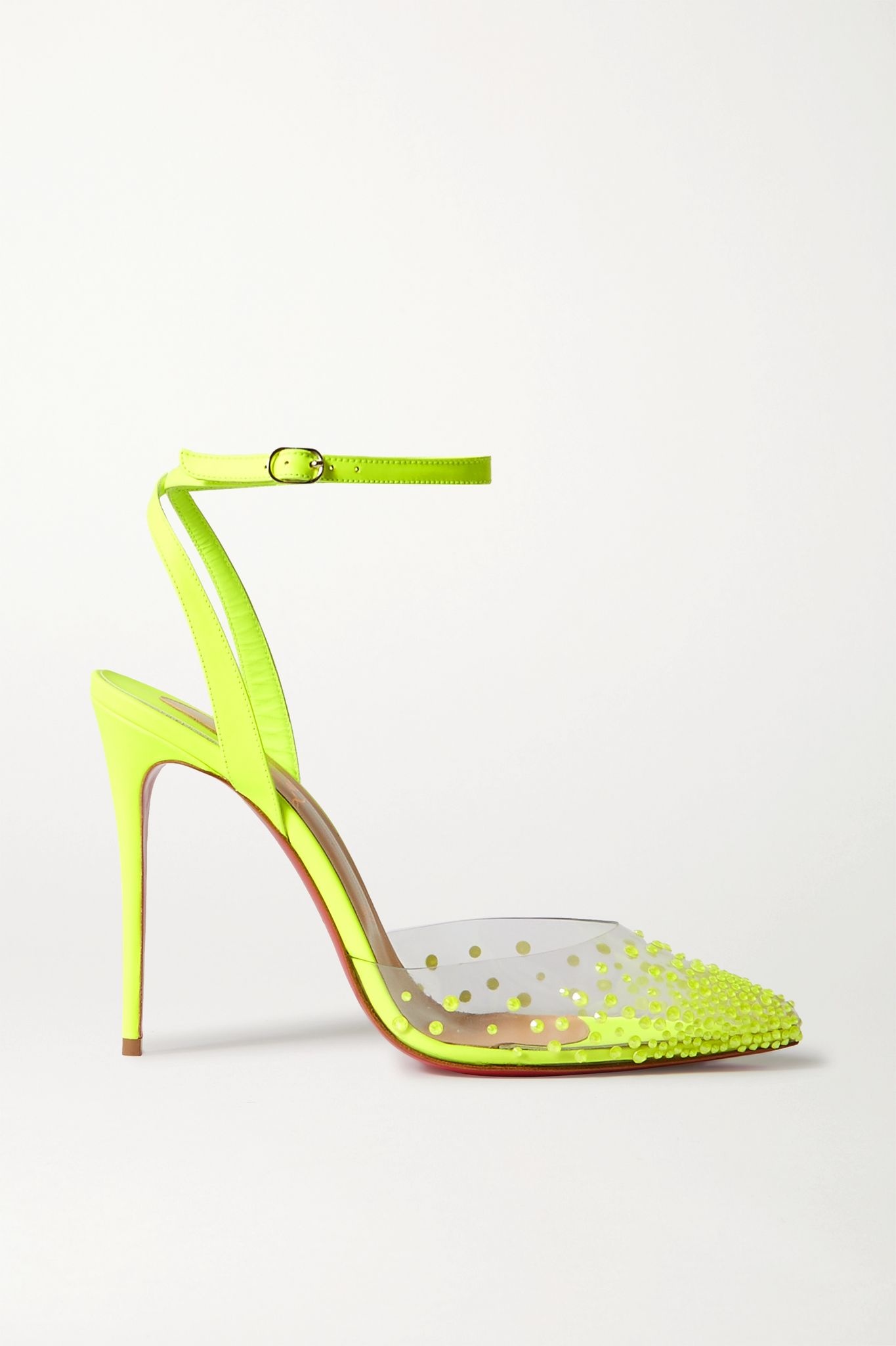 Spikaqueen 100 neon crystal-embellished PVC and leather pumps - 1