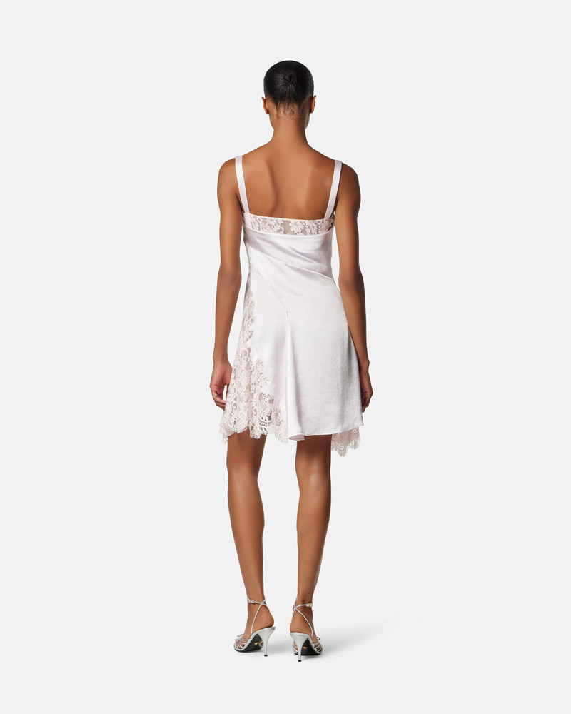 Lace-Trim Satin Mini Dress 5