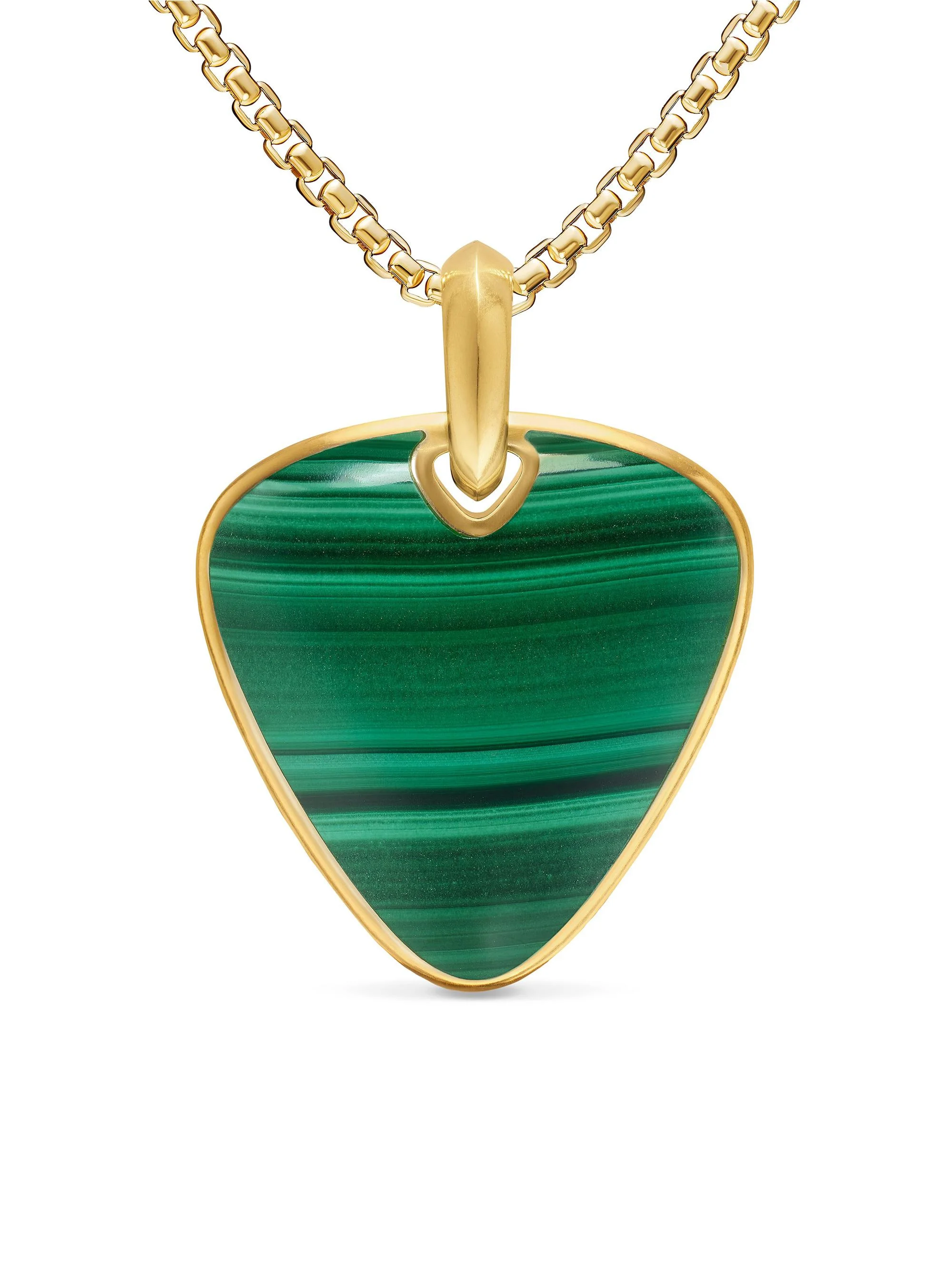 Men's Streamline Pick Amulet in 18K Yellow Gold - Malachite - 1