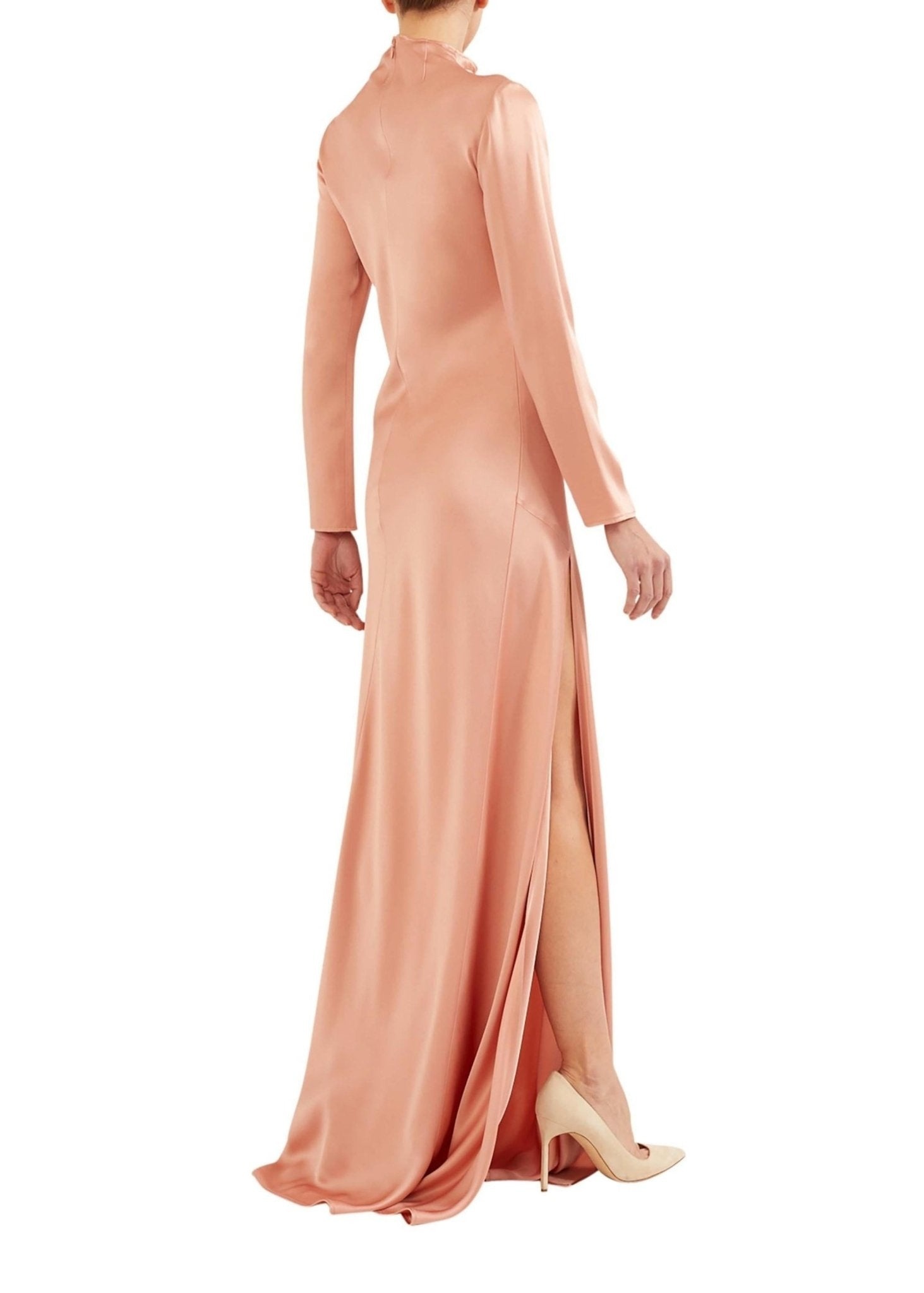 Satin Bias Gown With Slit - 2