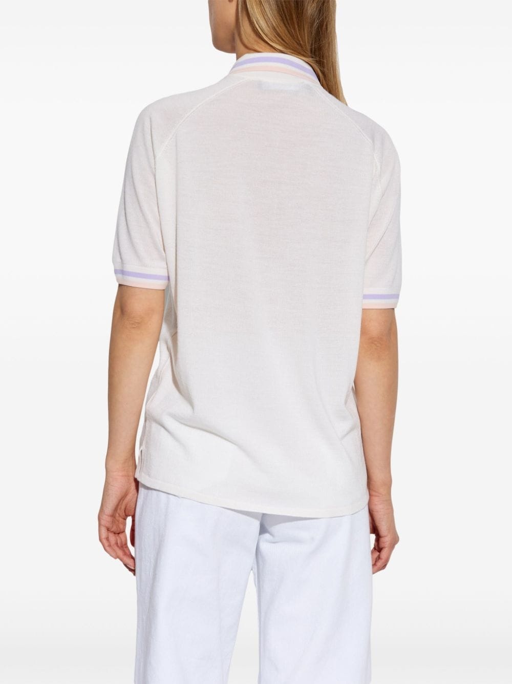 logo-patch knitted polo shirt - 4