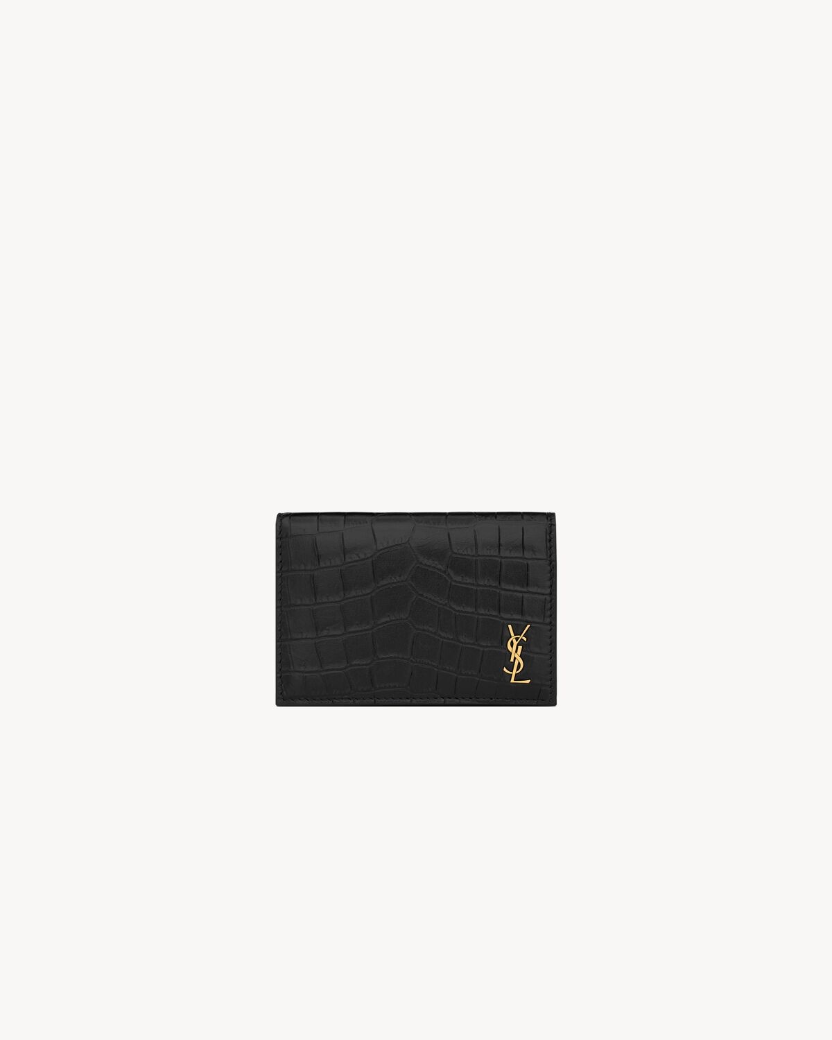 TINY CASSANDRE BUSINESS CARD CASE IN CROCODILE-EMBOSSED LEATHER - 1