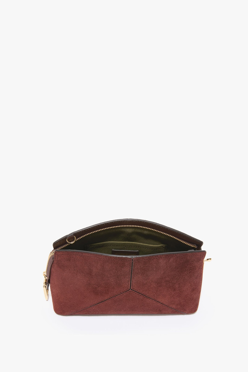 Victoria Crossbody Bag In Dark Brown Suede 7