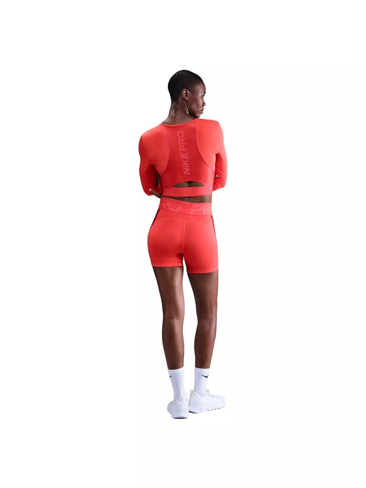 Women's Pro Dri-FIT Cropped Long-Sleeve Top -Red - 5