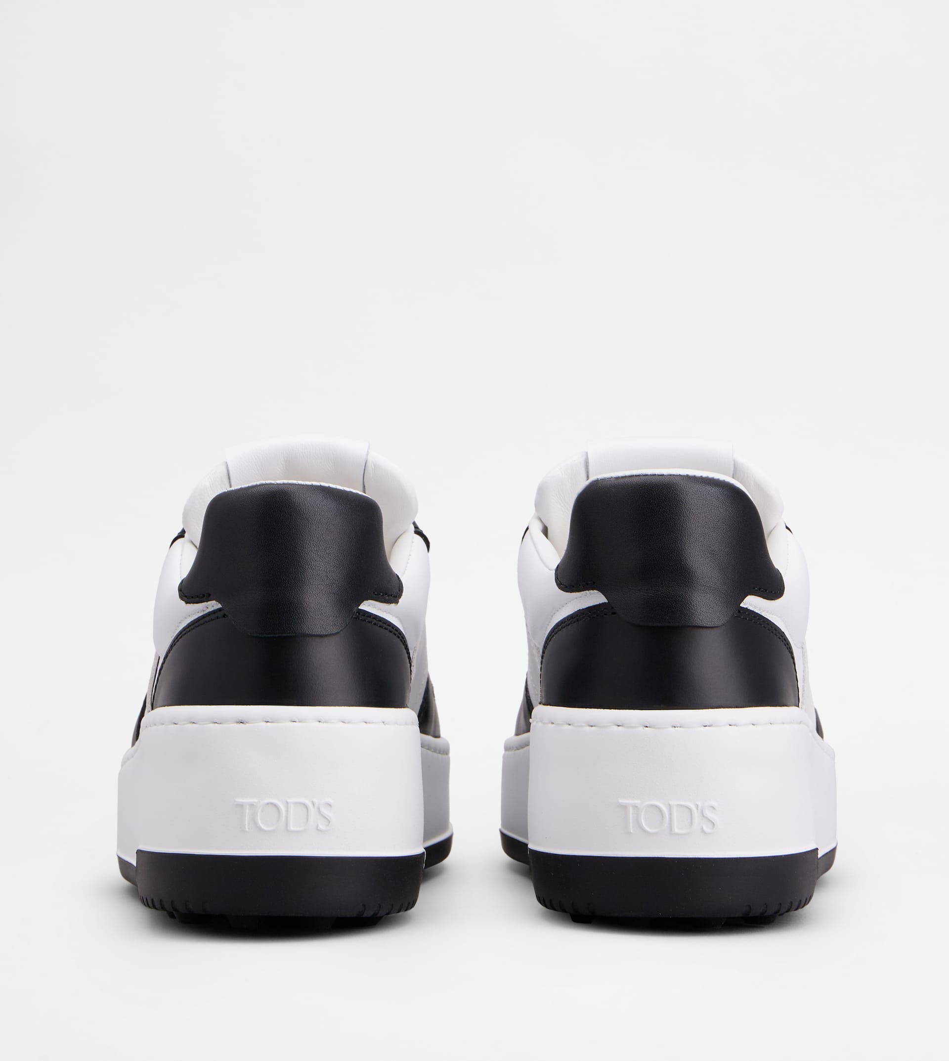 PLATFORM SNEAKERS IN LEATHER - WHITE, BLACK - 2