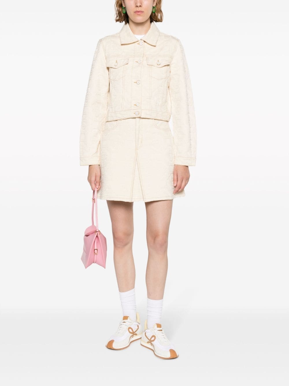 monogram-jacquard denim skirt - 2