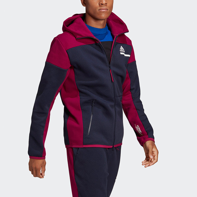 adidas adidas Zne Fz Colorblock Sports Loose Hooded Jacket Blue GM6535 outlook