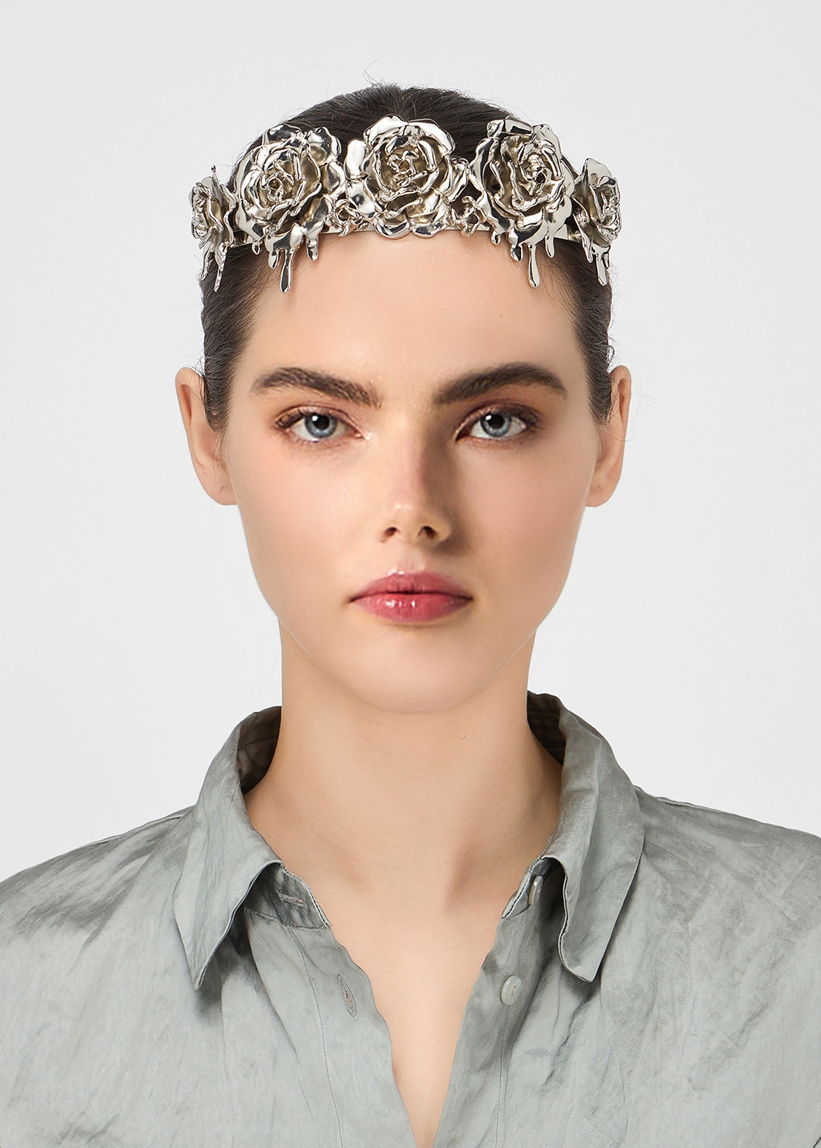 METAL TIARA WITH ROSES - 4