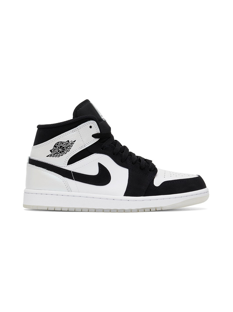 White & Black Jordan 1 Mid SE Sneakers - 1