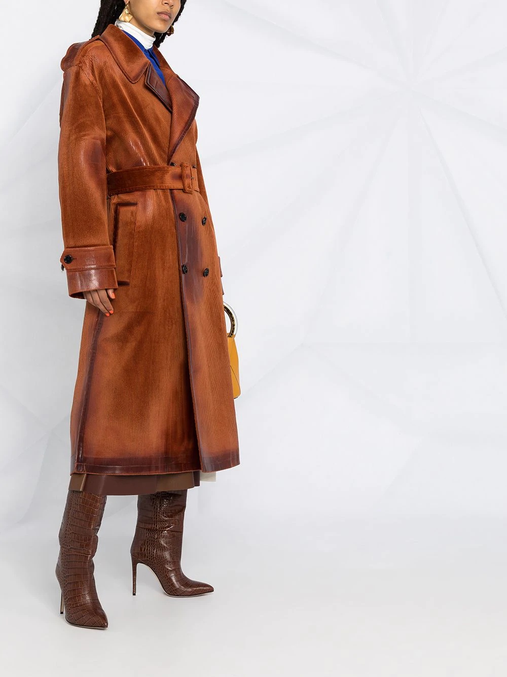 corduroy double-breasted trench coat - 4