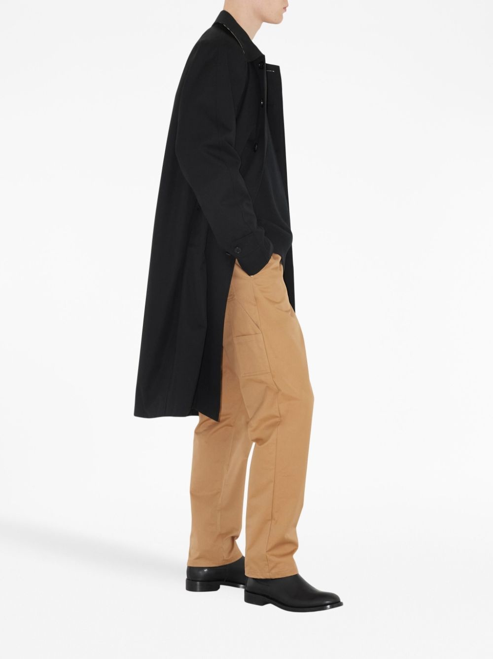 logo-tag cotton straight-leg trousers - 3