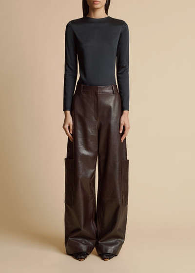 KHAITE The Caiton Pant in Dark Brown Leather outlook