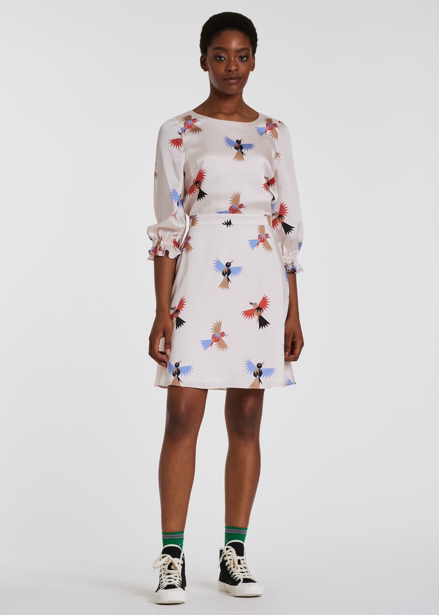 'Swallow Stencil' Mini Dress - 7