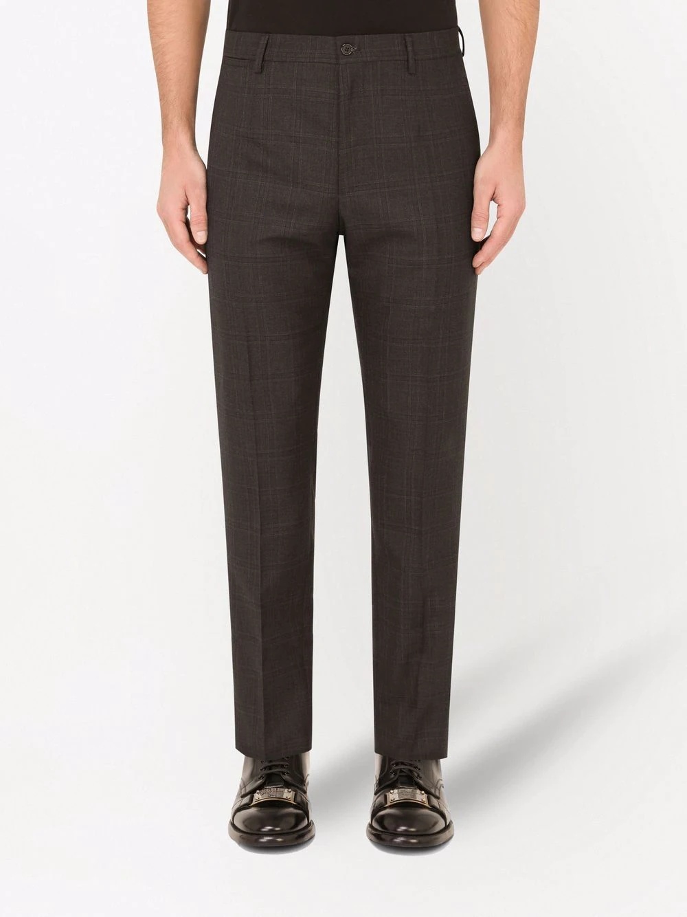 tailored wool check trousers - 3