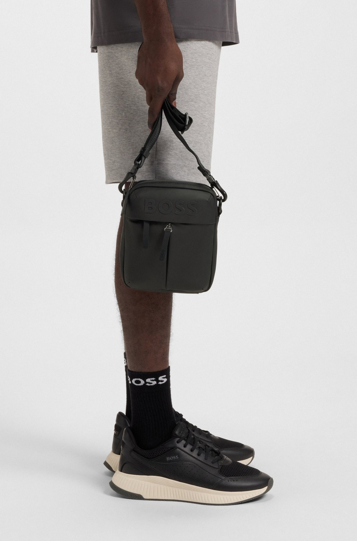 FAUX-LEATHER REPORTER BAG WITH TONAL LOGO - 4