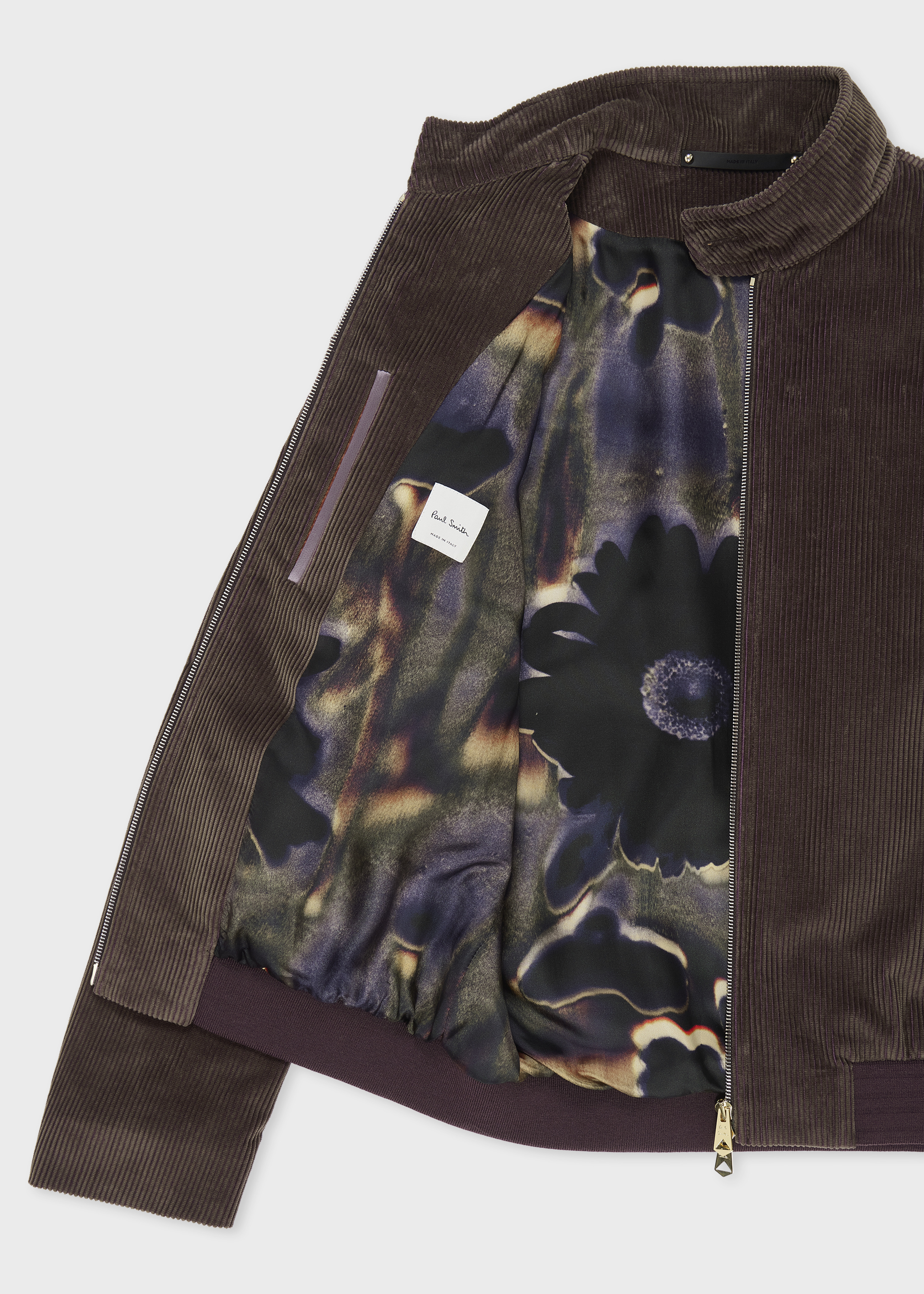 Purple and Brown Cotton Cord Bomber Jacket - 4