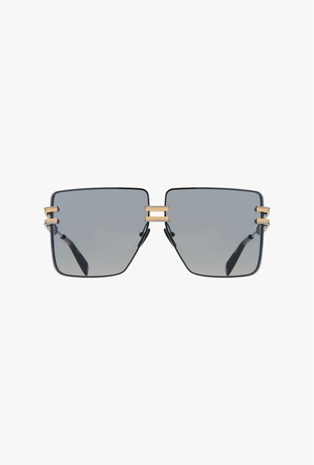 Black and gold-tone titanium police-style sunglasses - 1