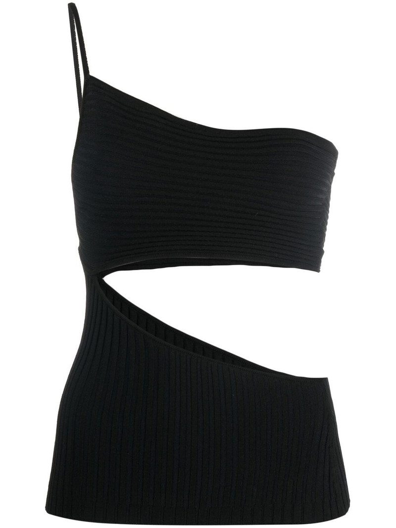 one-shoulder cut-out ribbed top 1