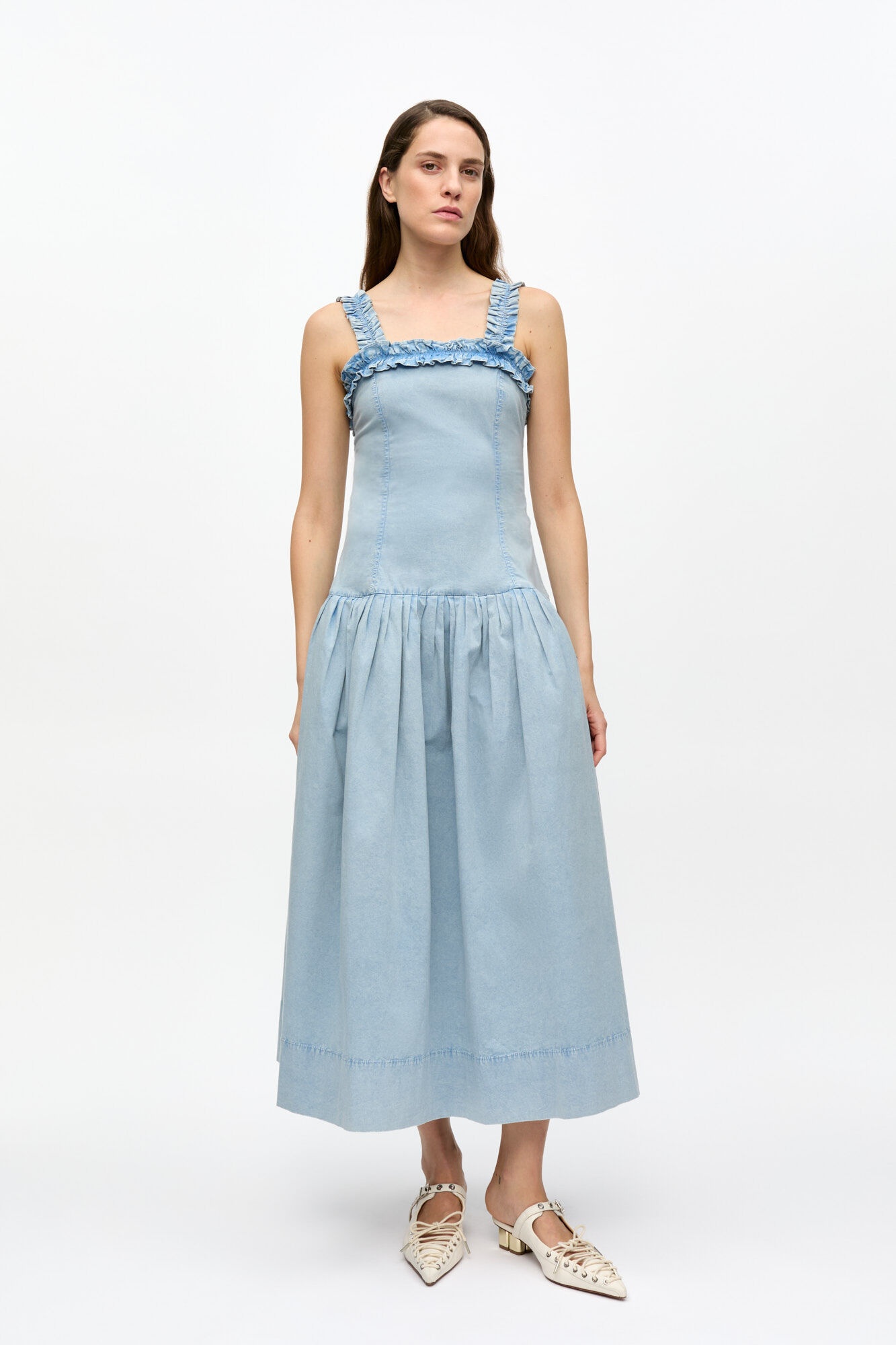 BLUE WASHED STRETCH COTTON CORSET DRESS - 2