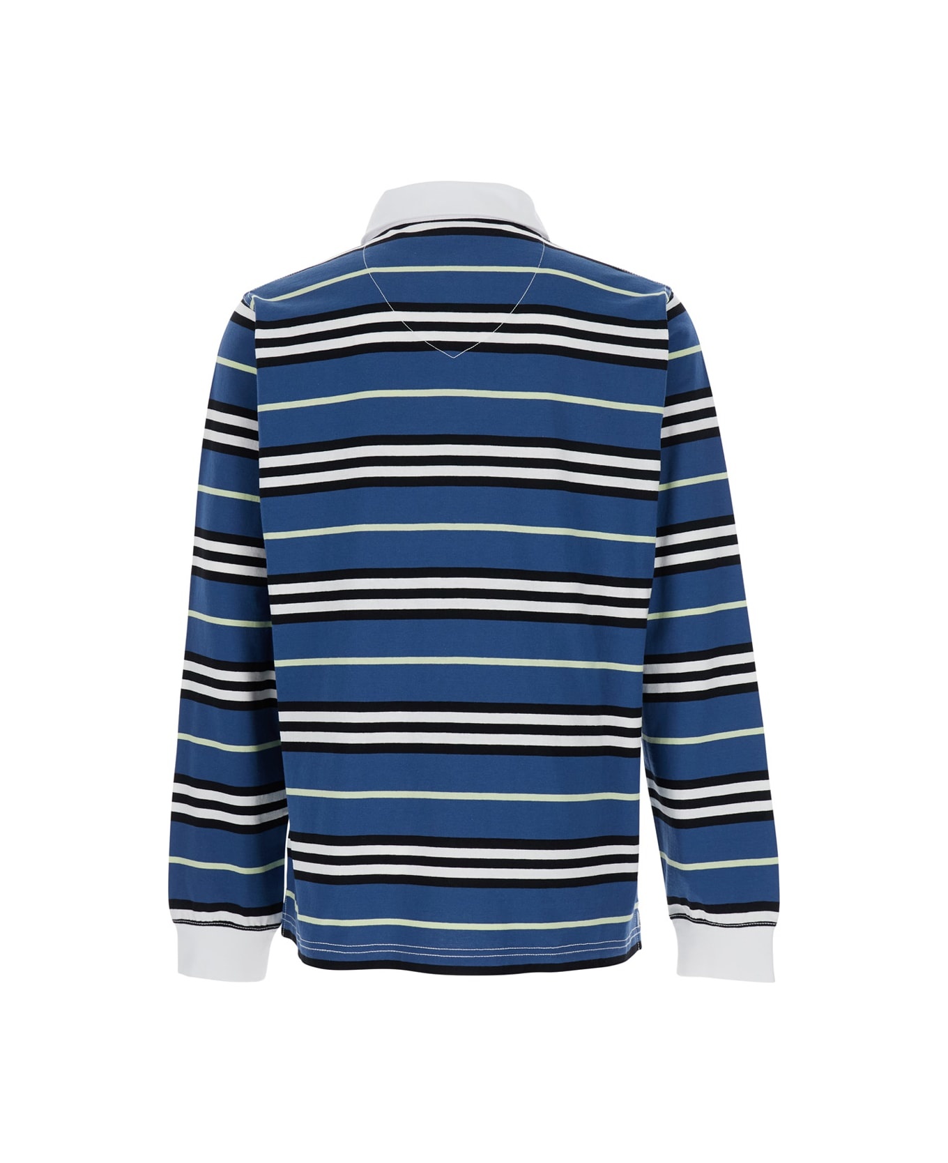 Multicolor Polo Shirt With Logo Patch On The Front And All-over Striped Motif In Cotton Man - 1