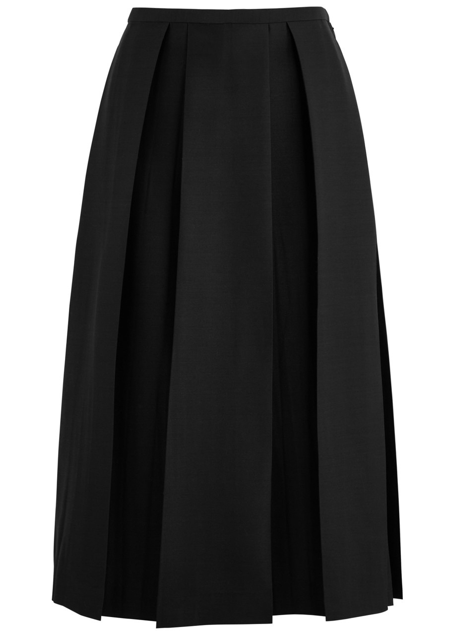 Toteme Pleated Wool and Silk-blend Midi Skirt - 1