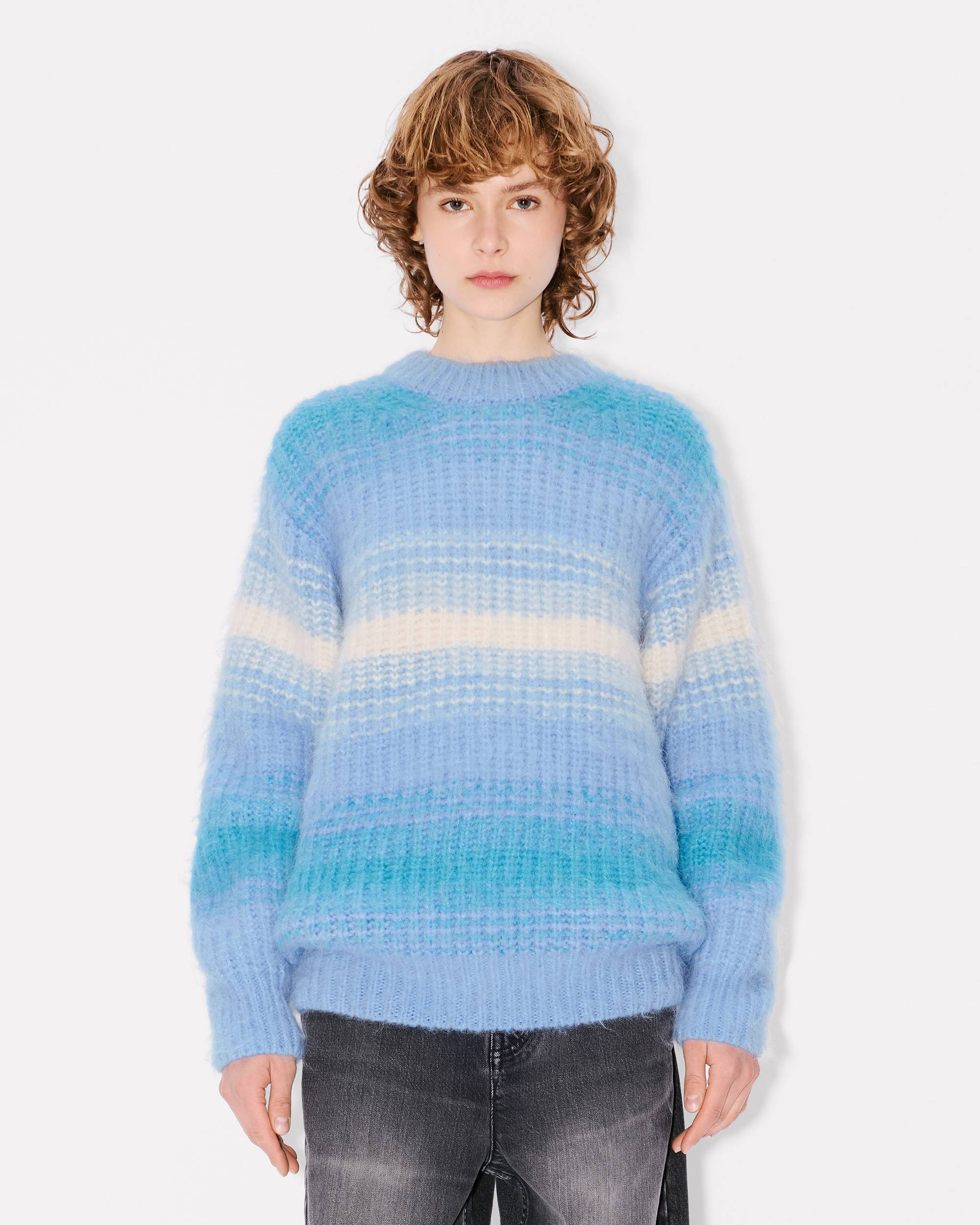 'KENZO Speed Stripe' hairy knitted jumper in mixed alpaca wool - 3