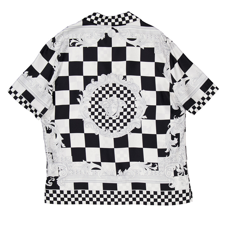 Versace Medusa Checkerboard Print Silk Shirt - 7
