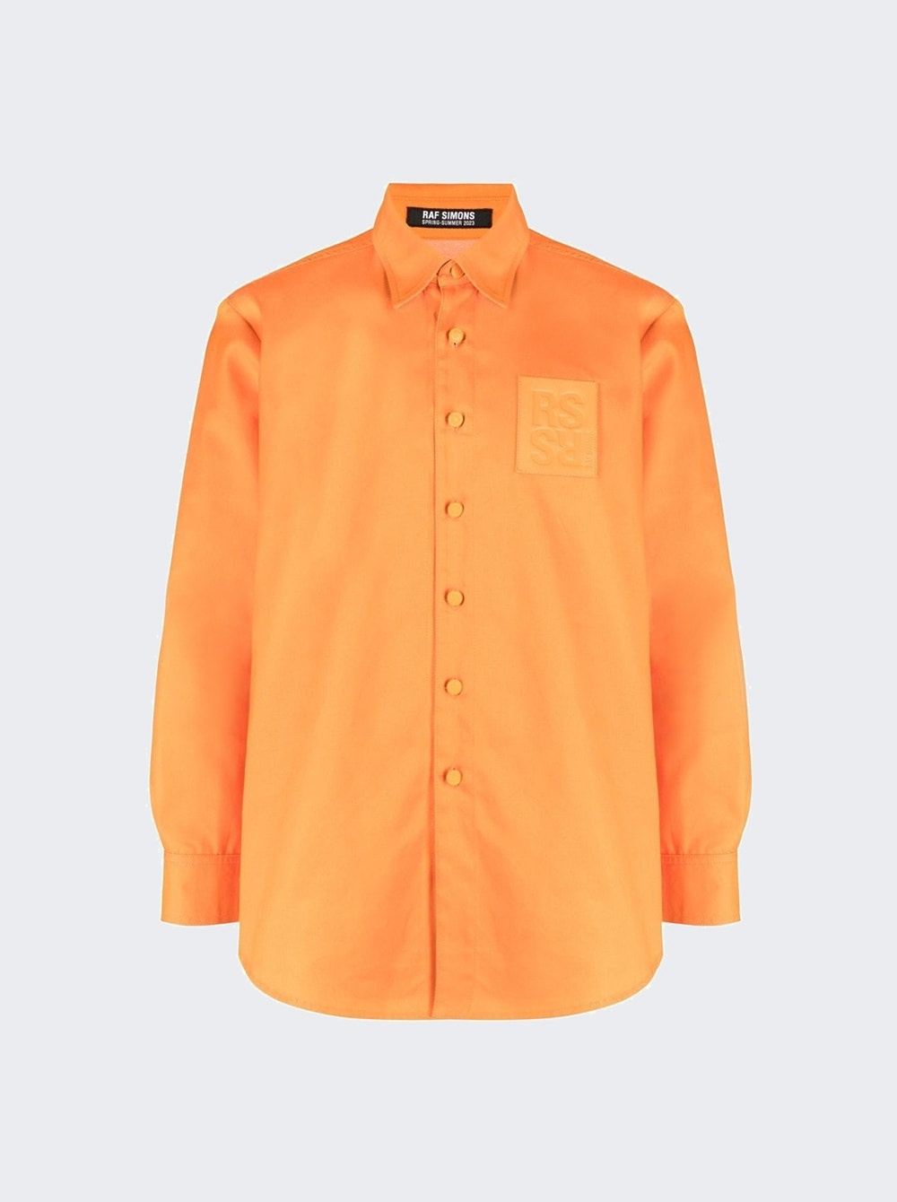 Leather Patch Slim Fit Denim Shirt Orange - 1