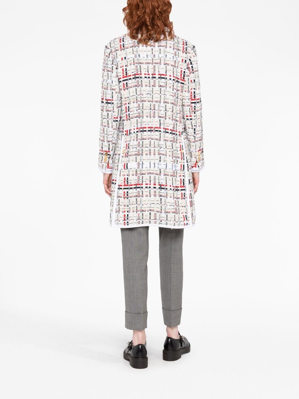 single-breasted tweed coat - 4