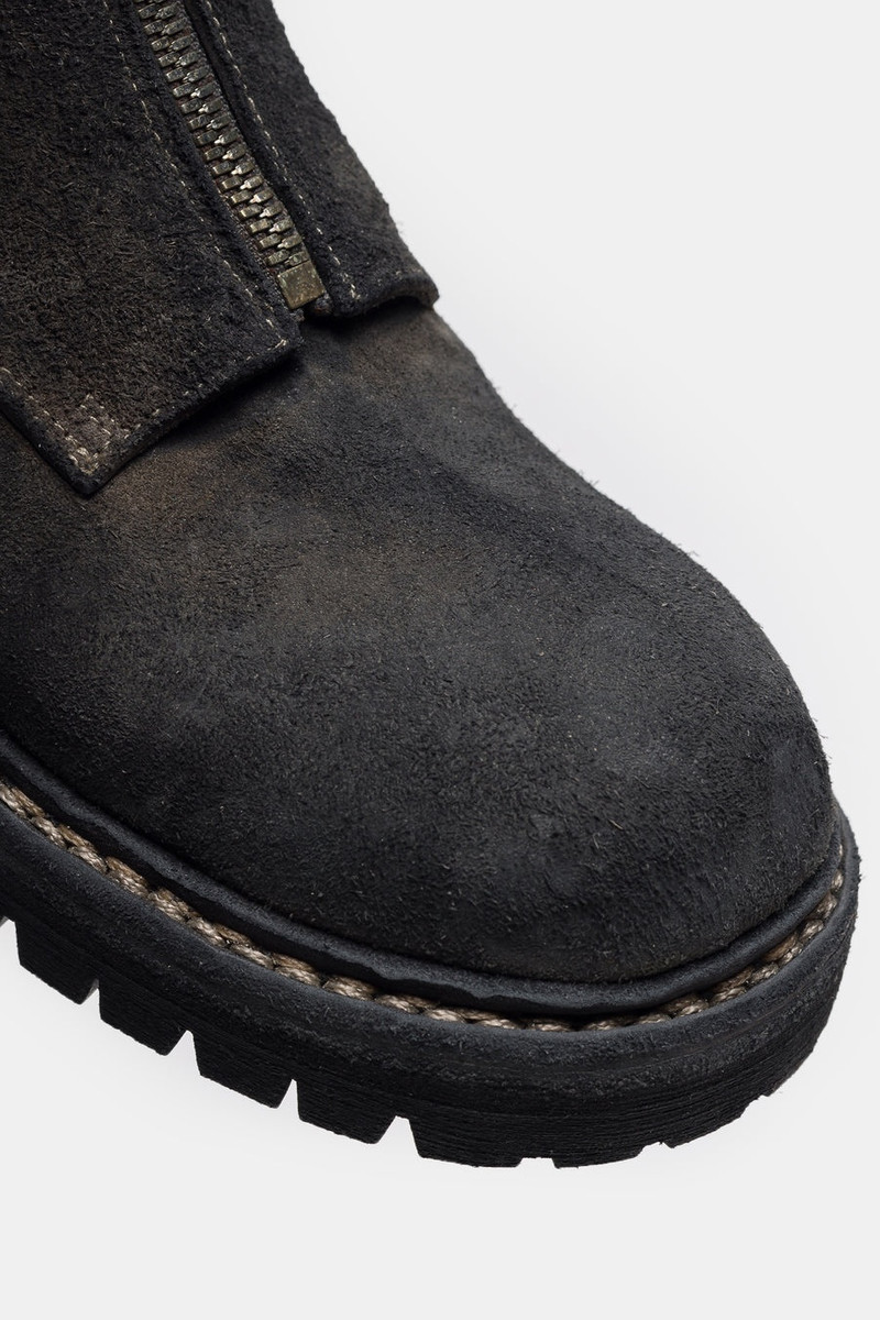 Undercover x Nonnative GR06FRV_N Reverse Horse Leather Center Zip Boot in Charcoal 7