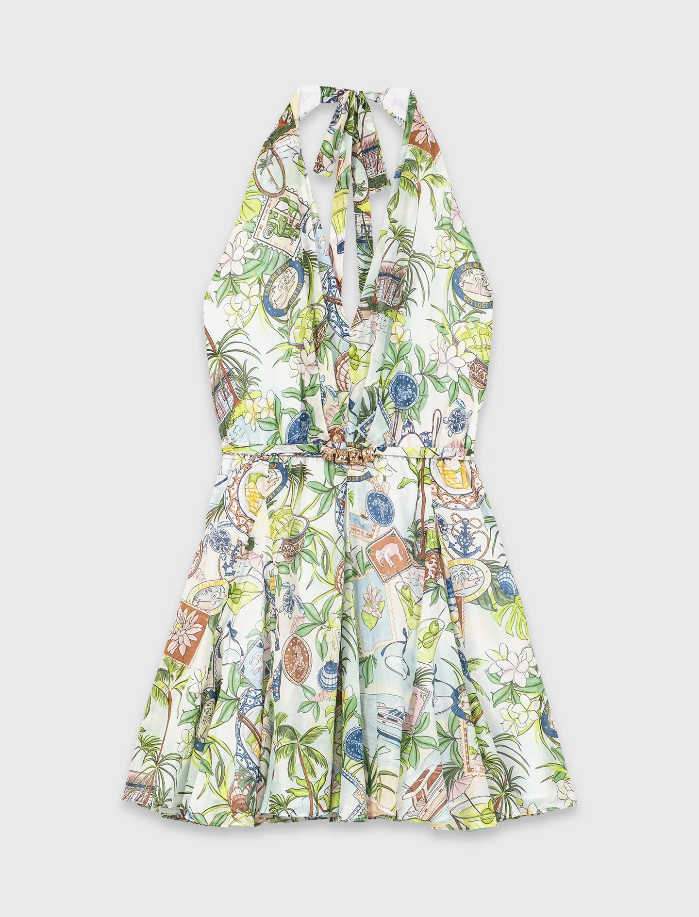 Short patterned backless dress - 1