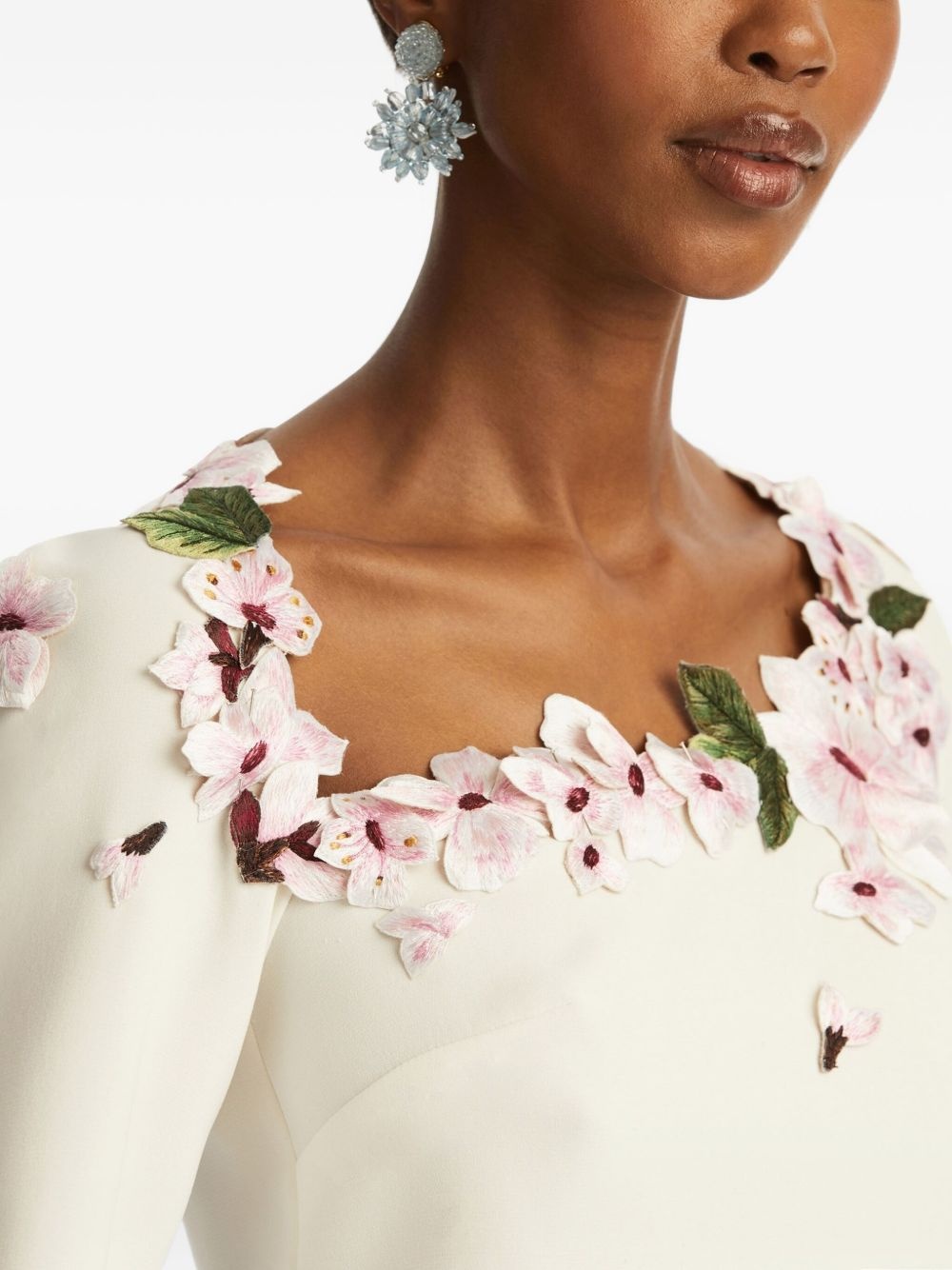 floral-embellished long-sleeve blouse - 6