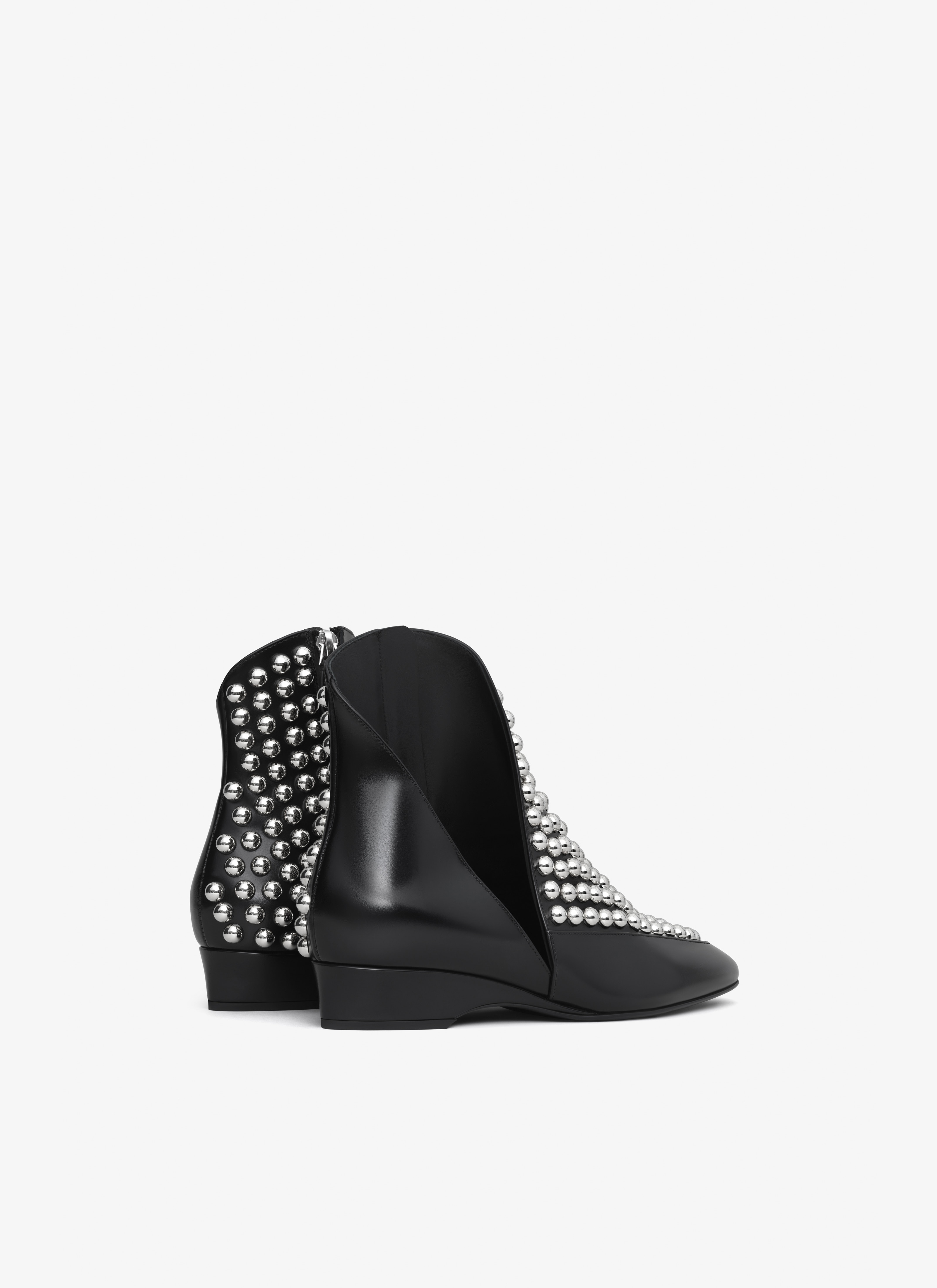 ASYMETRIC ANKLE BOOTS IN GLOSSY CALFSKIN WITH STUDS - 2
