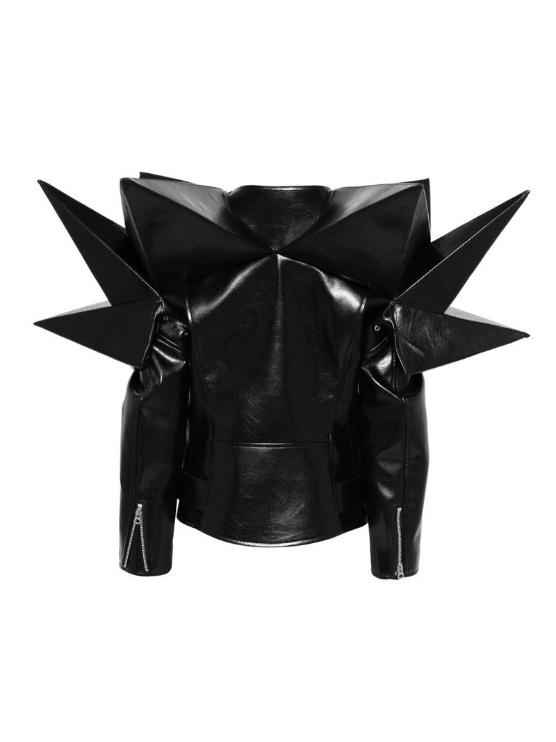 Junya Watanabe spike-detail leather biker jacket outlook