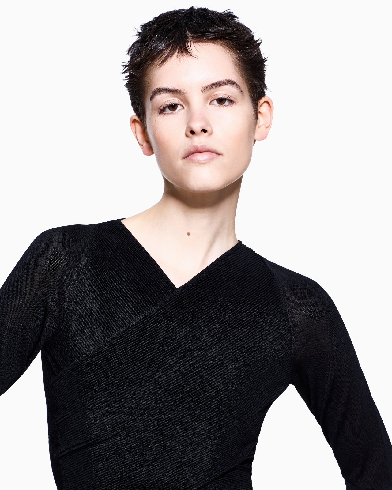 STRETCH SILK VISCOSE BLEND CROSSOVER JUMPER - 5