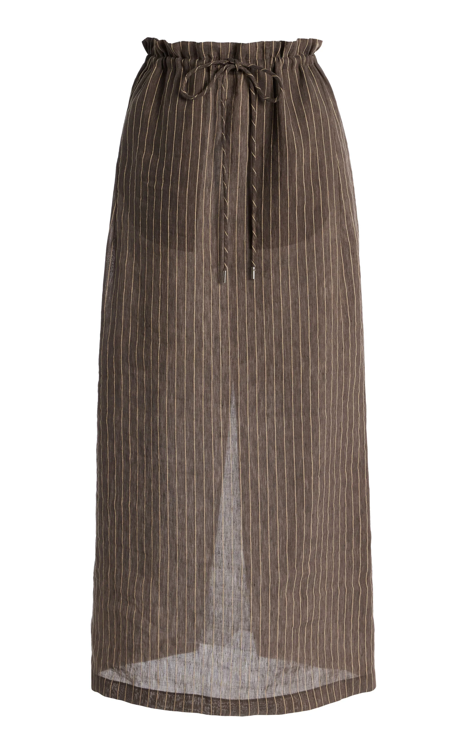 Regina Pinstriped Linen-Blend Midi Skirt grey - 1