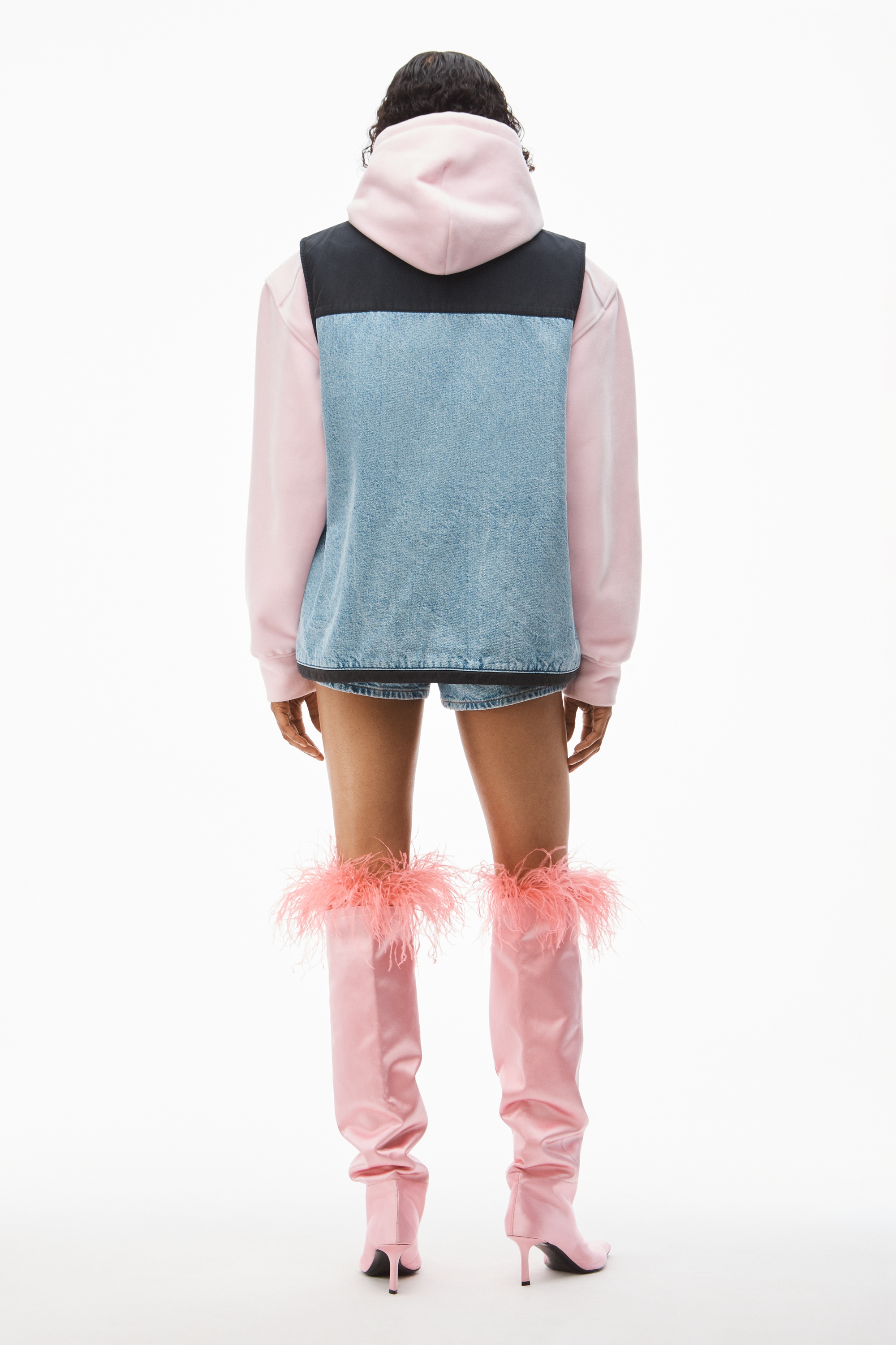NYLON COMBO VEST IN DENIM - 4